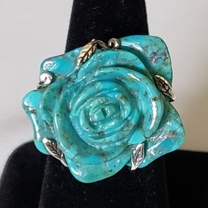 Sally C Carved Turquoise Rose Ring
